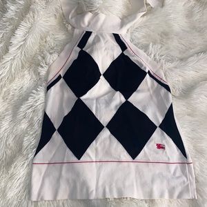 Burberry Checkered Halter Top Black White Red Small Size S